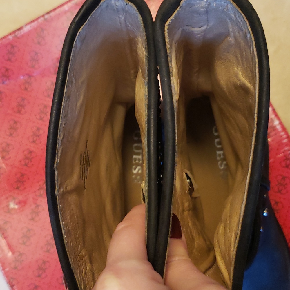 Guess Esperanz Boots sz 7.5 Black leather silver studded - Picture 6 of 8